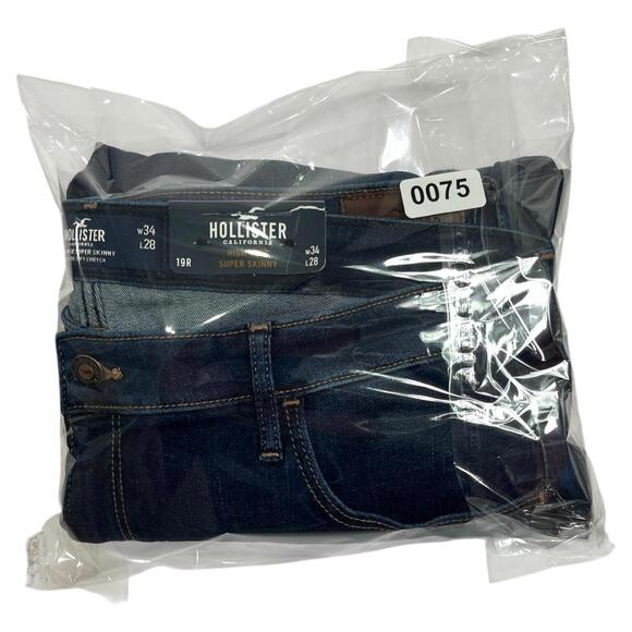 NWT Hollister Jeans Size 34 x 28 High-Rise Super Skinny Stretch Dark Wash Denim - Picture 10 of 10